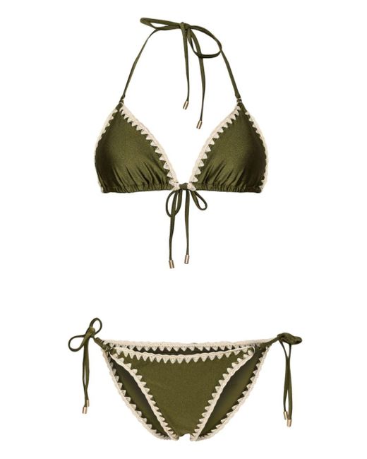 Zimmermann Green Junie Crochet-edge Bikini Set