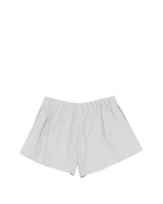 Brandon Maxwell White Checked Shorts