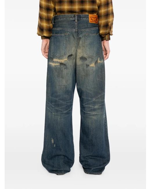 Jean À Design Patchwork Et Effet Usé KAMIYA pour homme en coloris Blue