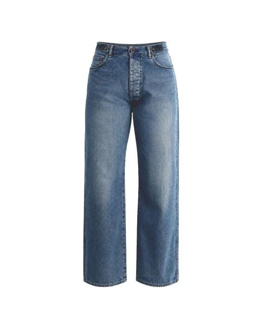 Chimala Blue Adjustable-Waist Faded Jeans