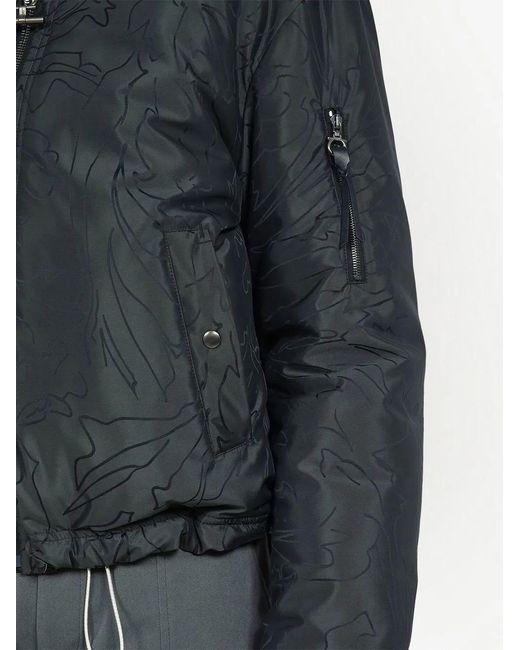 Ferragamo Black Floral-Print Bomber Jacket for men