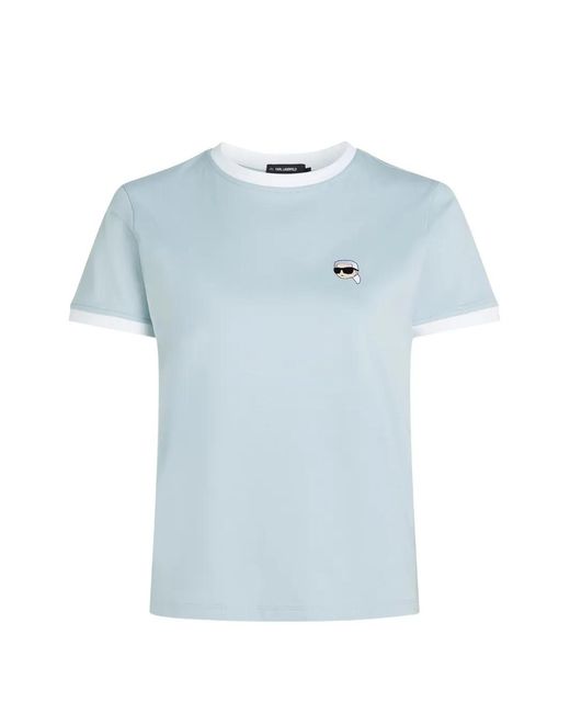 Karl Lagerfeld Blue Ikon Contrast Piping T-Shirt
