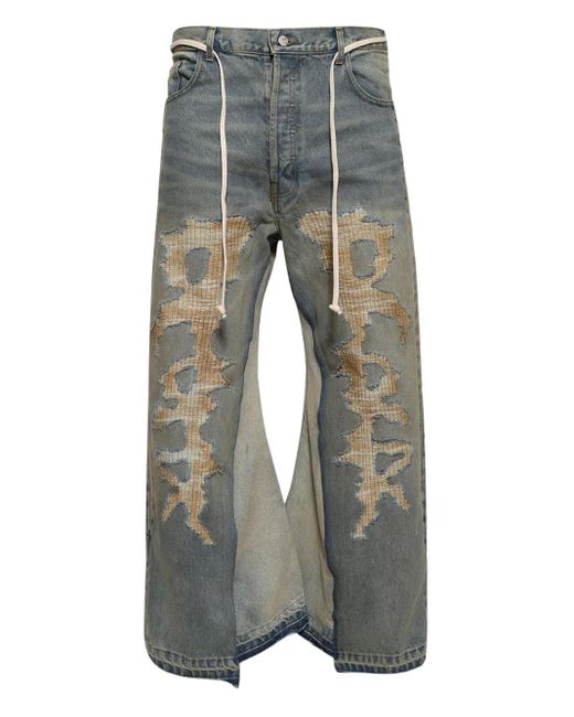 RRR123 Weite Jeans im Layering-Look in Gray für Herren