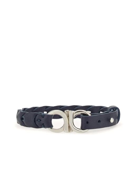 Ferragamo Blue Braided Gancini Bracelet for men