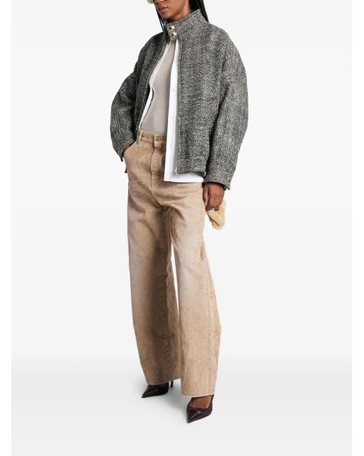 DARKPARK Gray Herringbone-Pattern Bomber Jacket