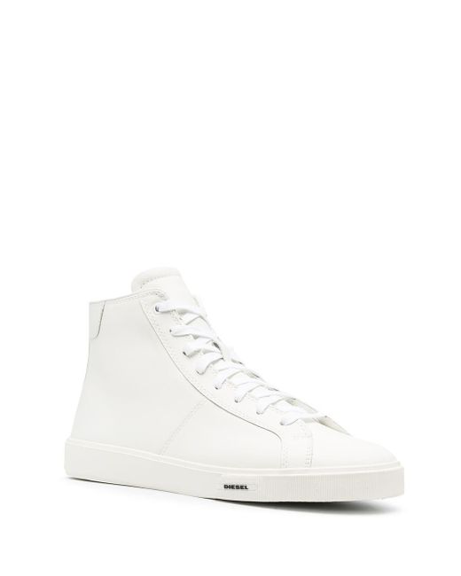 DIESEL Leather High-top Sneakers in White for Men - Lyst