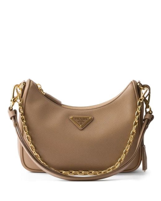 Prada Gray Mini Re-Edition Leather Shoulder Bag