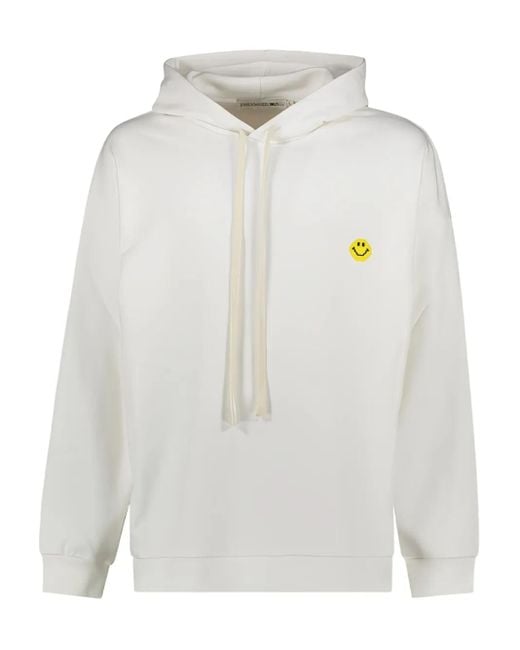 Joshua Sanders White Smiley-Face Drawstring Hoodie for men