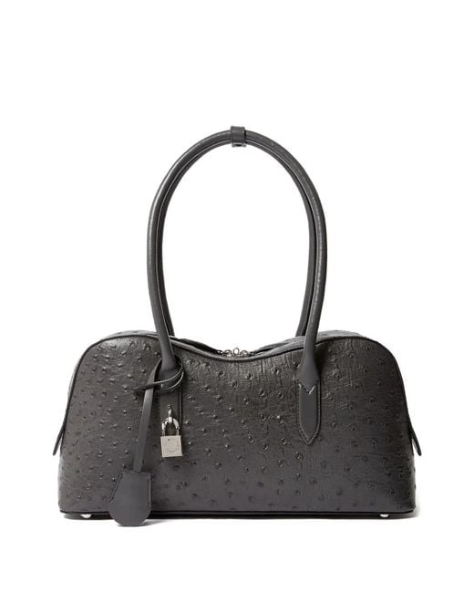 Stella McCartney Black Ryder Ostrich-Effect Padlock Shoulder Bag