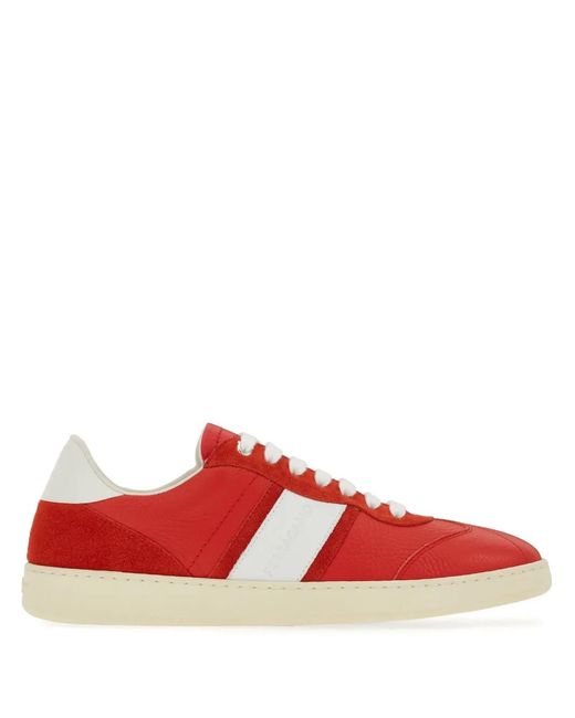 Ferragamo Red Logo-Debossed Low-Top Sneakers for men