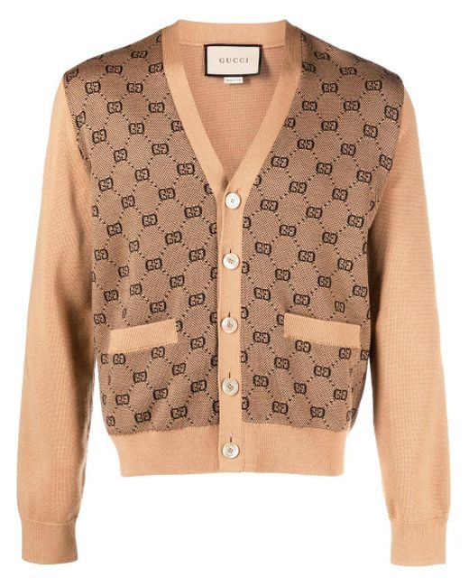 Gucci Brown All-over GG-print Cardigan for men