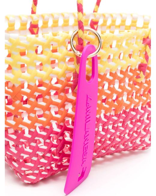 La Milanesa Pink Interwoven Logo-charm Tote Bag