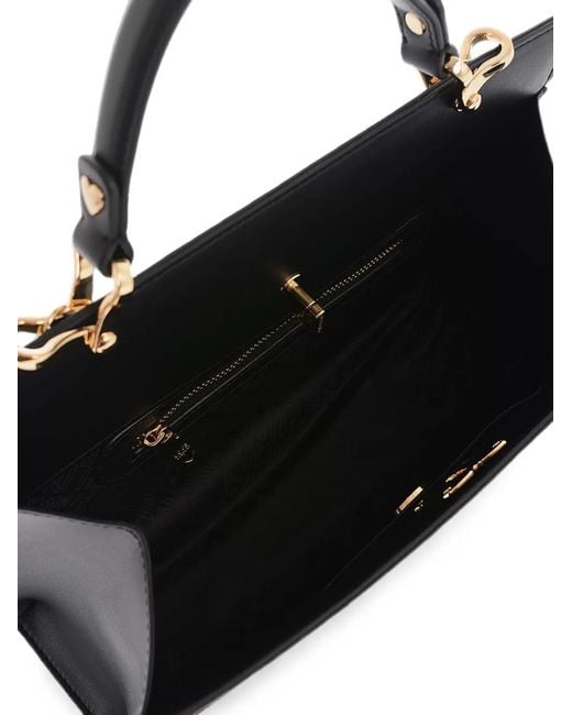 Moschino Black Logo-Plaque Chain-Link Tote Bag
