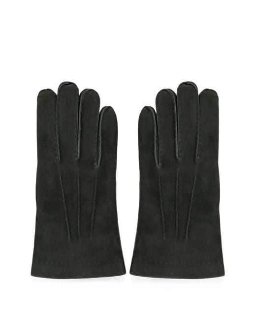 Moorer Black Suede-Finish Stitched-Detail Gloves for men