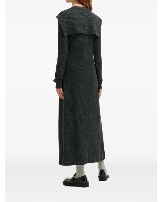 B+ AB Black Scarf-Detail Half-Button Dress