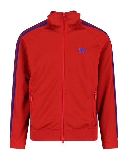 Needles Red Logo-Detail Striped Sweater for men