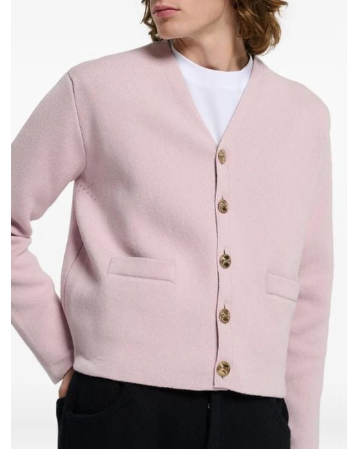 Barrie Pink V-Neck Button Cardigan