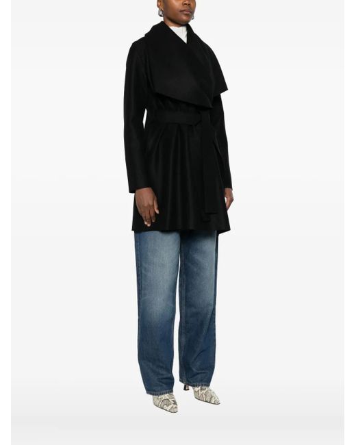 Harris Wharf London Black Wrap-Front Belted Coat