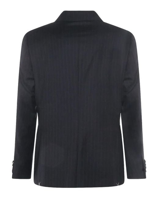 Canali Black Stripe-Pattern Wool Suit for men