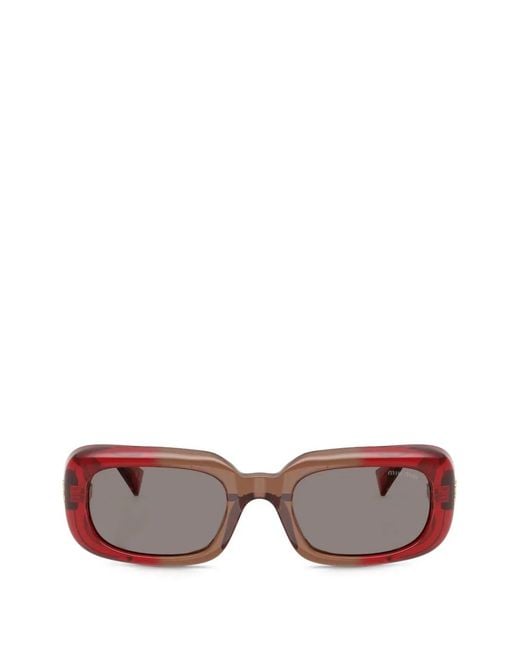 Miu Miu Pink Rectangle Frame Sunglasses