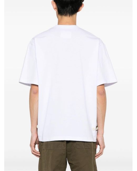 Sacai White Side-Slit Cotton T-Shirt for men