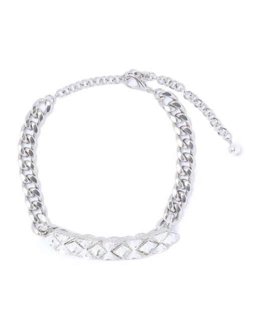 Alessandra Rich Metallic Crystal-embellished Chain-link Necklace
