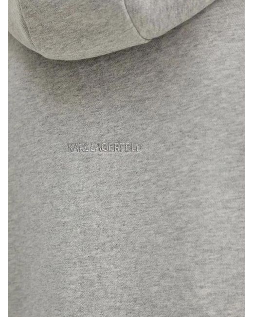 Karl Lagerfeld White Logo-Embroidered Hoodie