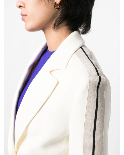 Palm Angels White Side-Stripe Notched-Lapels Blazer