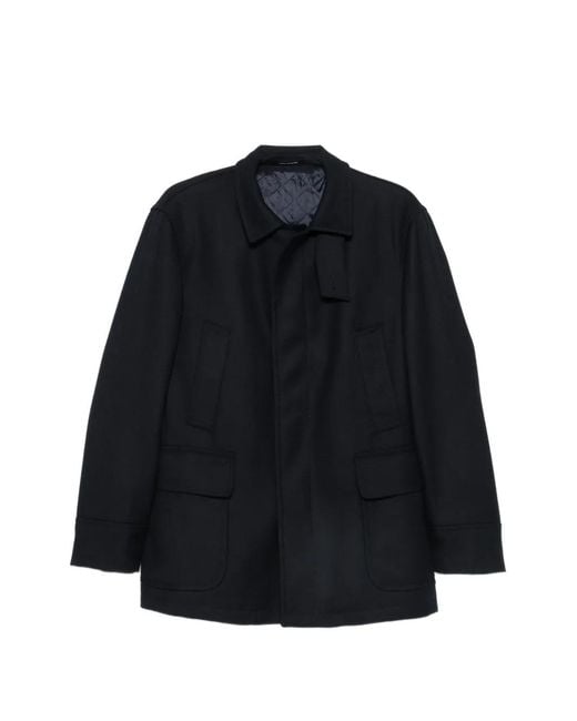 Tagliatore Blue Flap-Pocket Coat for men