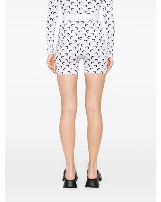 MARINE SERRE White Moon Printed Jersey Mini Shorts