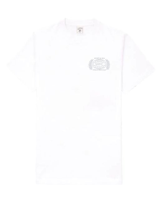 Sporty & Rich White Logo-Print Crew-Neck T-Shirt