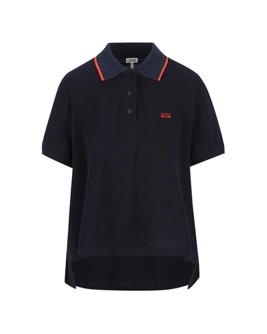 Loewe Blue Anagram-Embroidered Polo Shirt