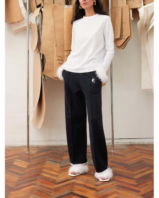 Sleeper White Feather-Detail T-Shirt