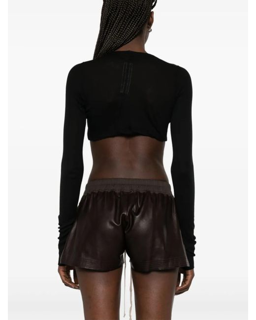 Rick Owens Black Hollywood Ls Crop T-Shirt