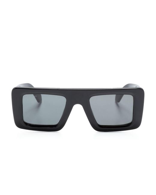 Off-White c/o Virgil Abloh Gray Logo-plaque Square-frame Sunglasses