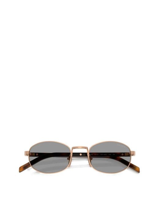 Prada Metallic Oval-Frame Sunglasses