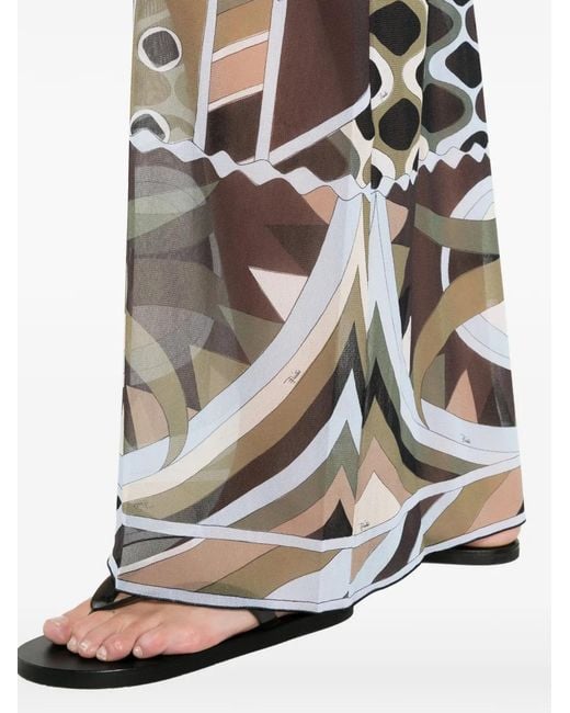Emilio Pucci White Printed Tulle Skirt