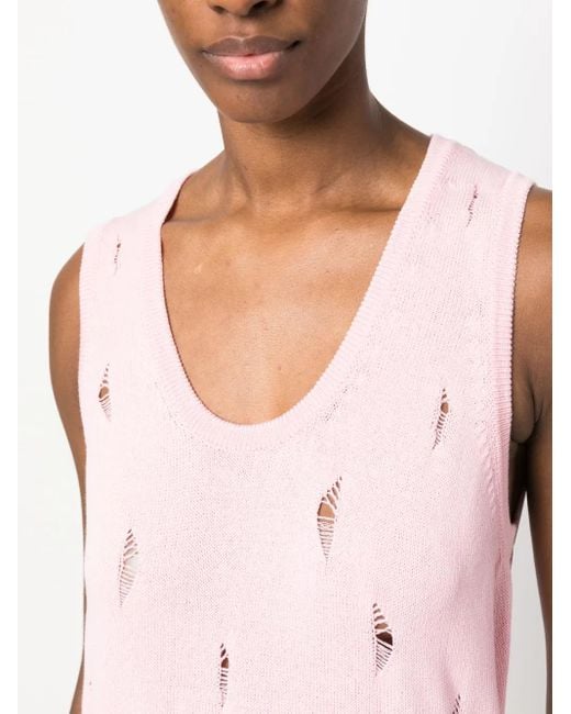 Barrow Pink Distressed-Effect Sleeveless Top