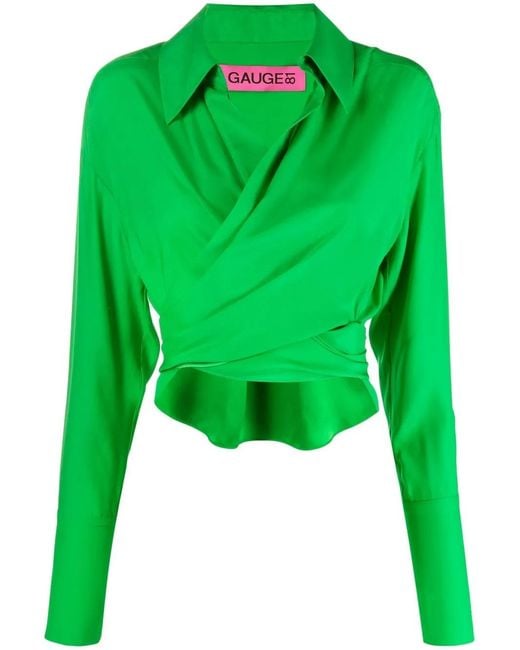 GAUGE81 Green Sabinas Silk Wrap Shirt