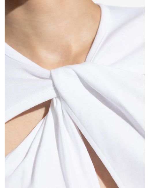 Coperni White Twist-Detail Short-Sleeve Top