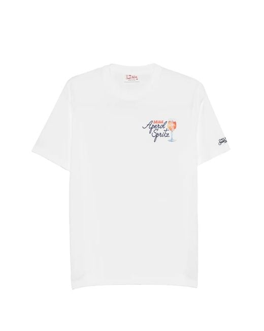 Mc2 Saint Barth White Graphic-Print Cotton T-Shirt for men