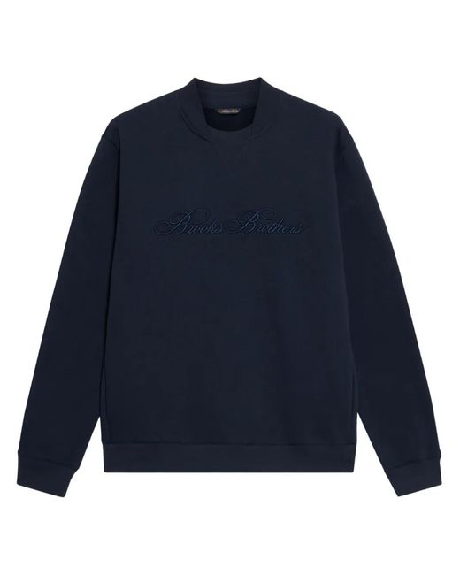 Brooks Brothers Blue Logo-Embroidered Sweatshirt for men