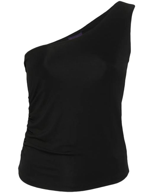 Ralph Lauren Black Tonal Stitching One-Shoulder Top