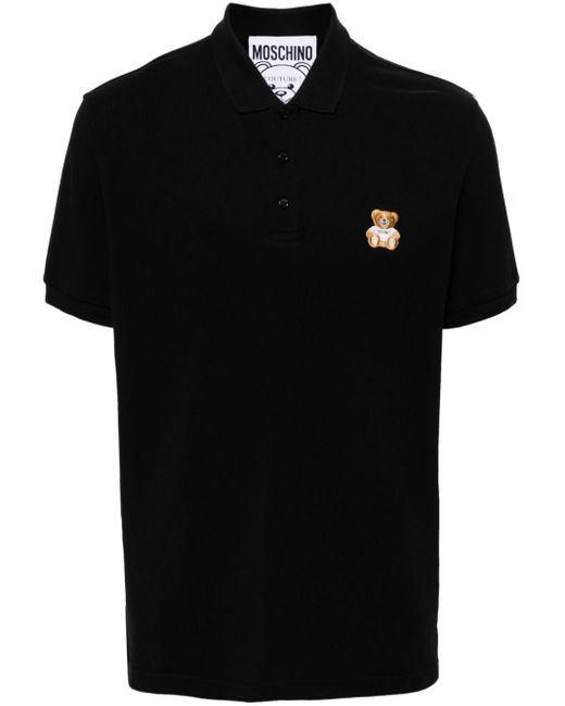 Moschino Poloshirt mit Teddy-Stickerei in Black für Herren