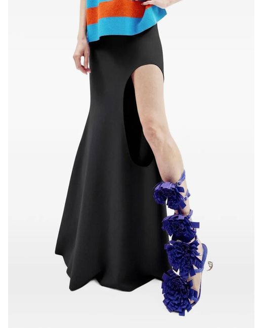 A.W.A.K.E. MODE Black Cut-Out Flared Maxi Skirt