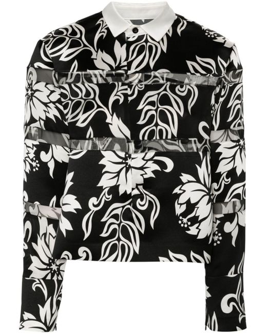 Sacai Black Floral-print Shirt