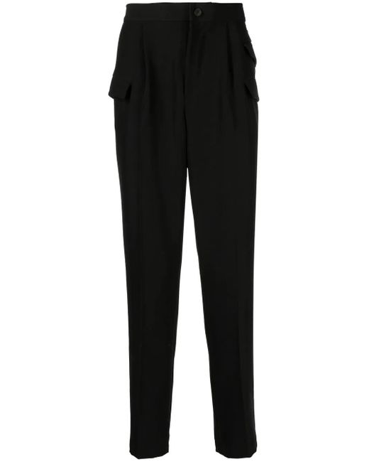 Hevò Black Tapered Flap-Pocket Trousers for men