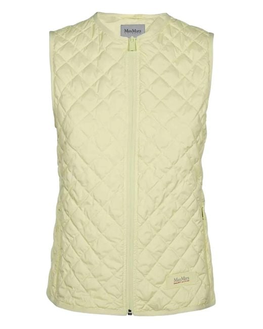 Chaleco acolchado con parche del logo Max Mara de color Yellow