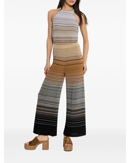 Akep White Striped-Pattern Halterneck Jumpsuit
