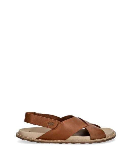 Fly London Brown Crossover-Strap Slingback Sandals for men
